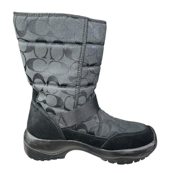 Coach Women’s Sharron Black Monogram Vibram Winter Boot Size US 6.5 - Picture 4 of 12